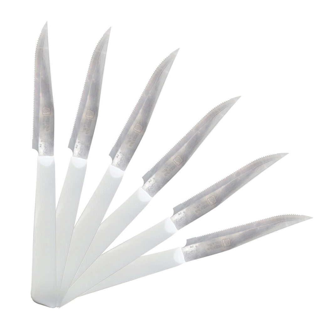 MAURY'S SET DA 6 COLTELLI PER BISTECCA IN ACCIAIO INOX DI COLORE BIANCO