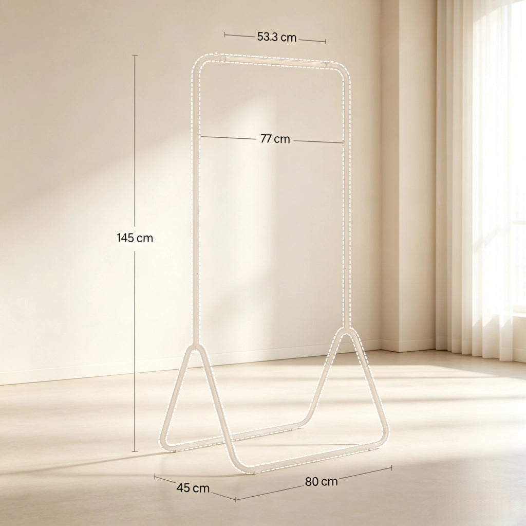 Appendiabiti 80x45x145 cm bianco in metallo, barra superiore