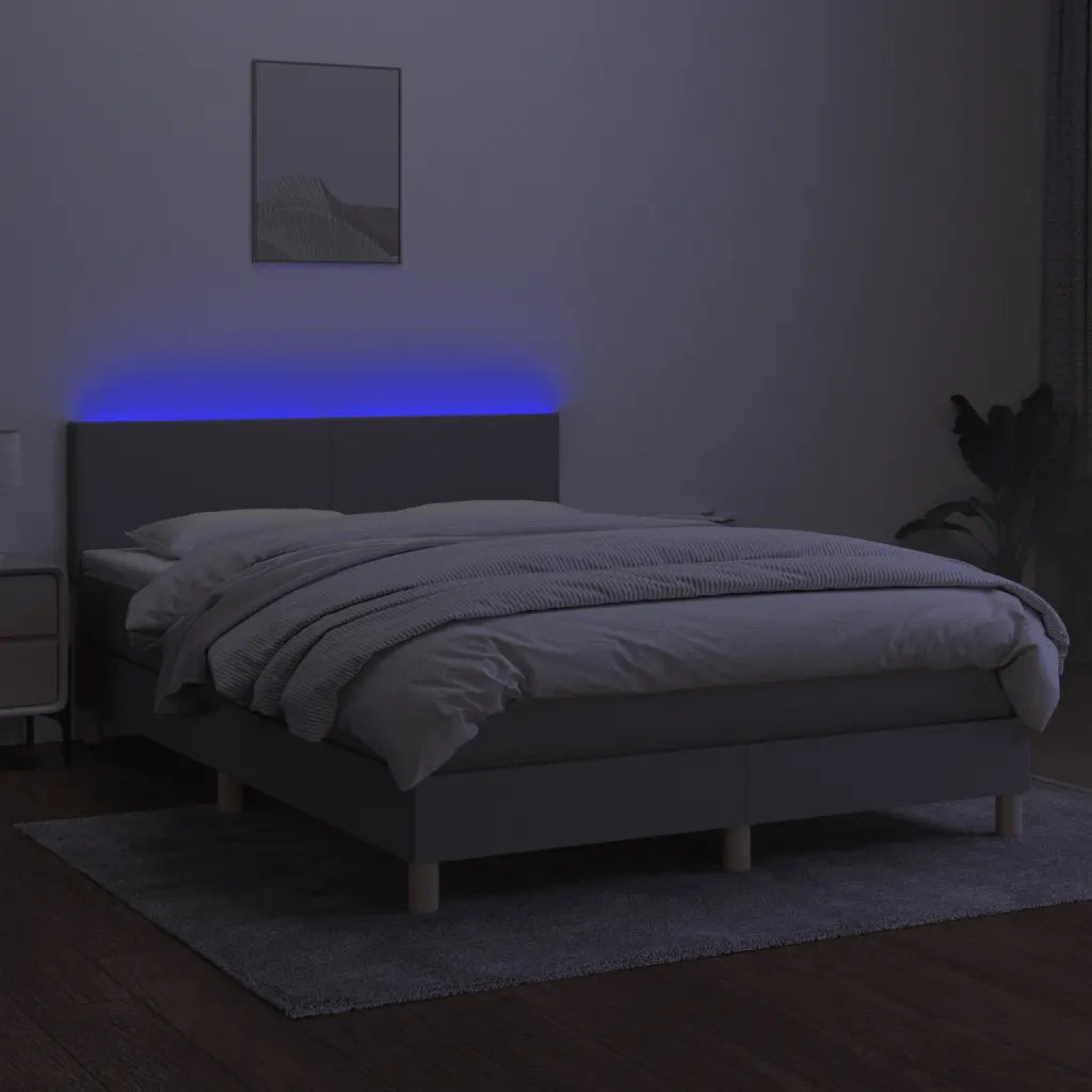 Letto a Molle Materasso e LED Grigio Chiaro 140x200 cm Tessuto 3133557
