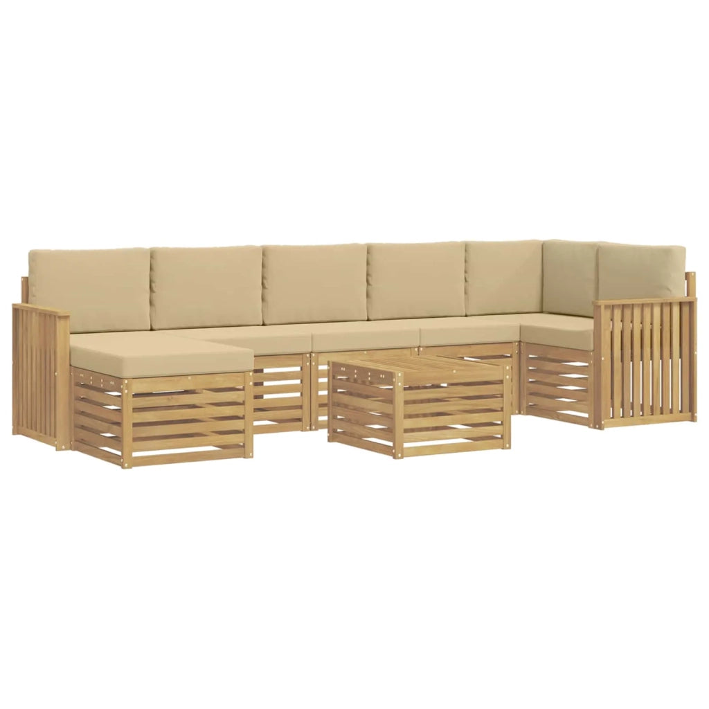 Set di divani da esterno 8 pcs Bianco e Beige 59 x 59 x 37 cm 3392233