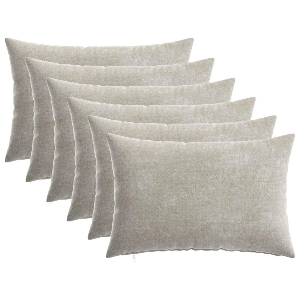 Federa 6 pcs HEERLEN Grigio Chiaro 30 x 50 cm Tessuto Chenille 907790