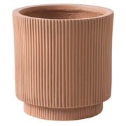 Fioriera in argilla Taupe Fibra Vaso per piante da giardino 37 x 37 x 37 cm Foro di drenaggio Finitura verticale a coste Giardino esterno Patio