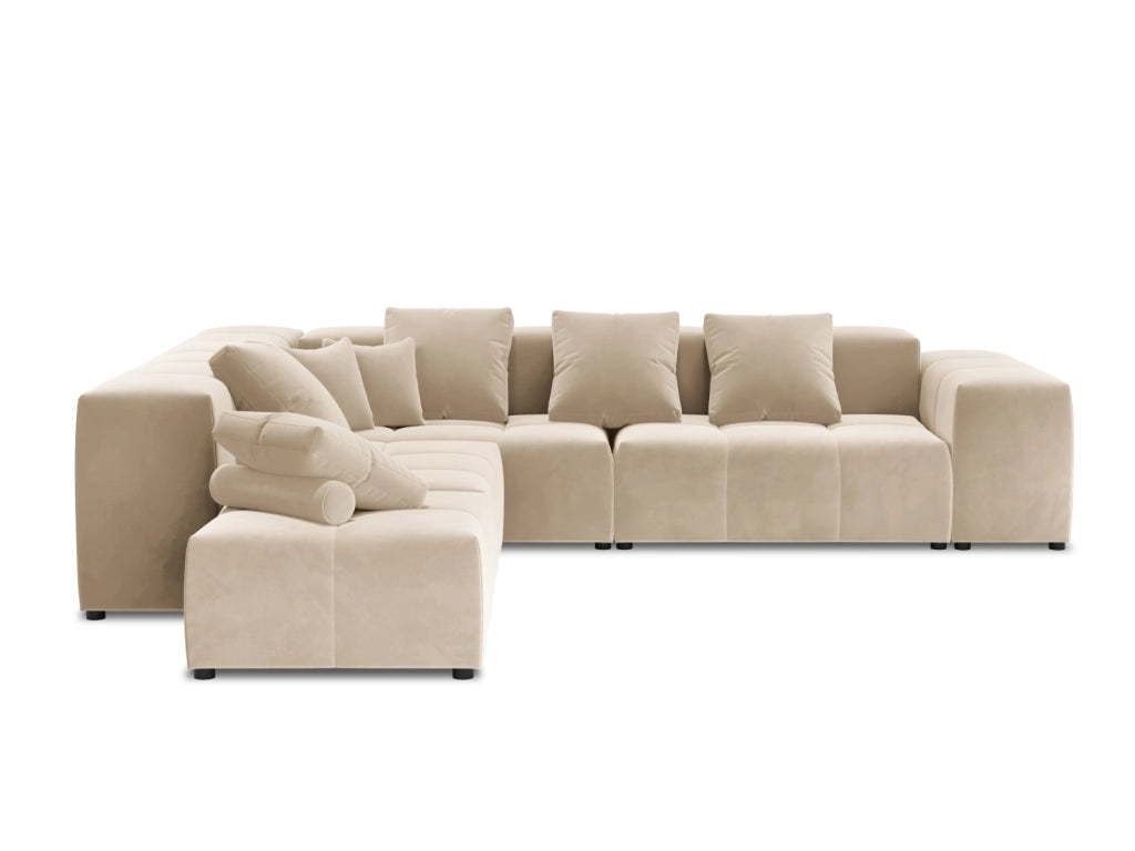 Cosmopolitan Design - Divano angolare modulare reversibile "Rome" 7 posti in velluto beige 