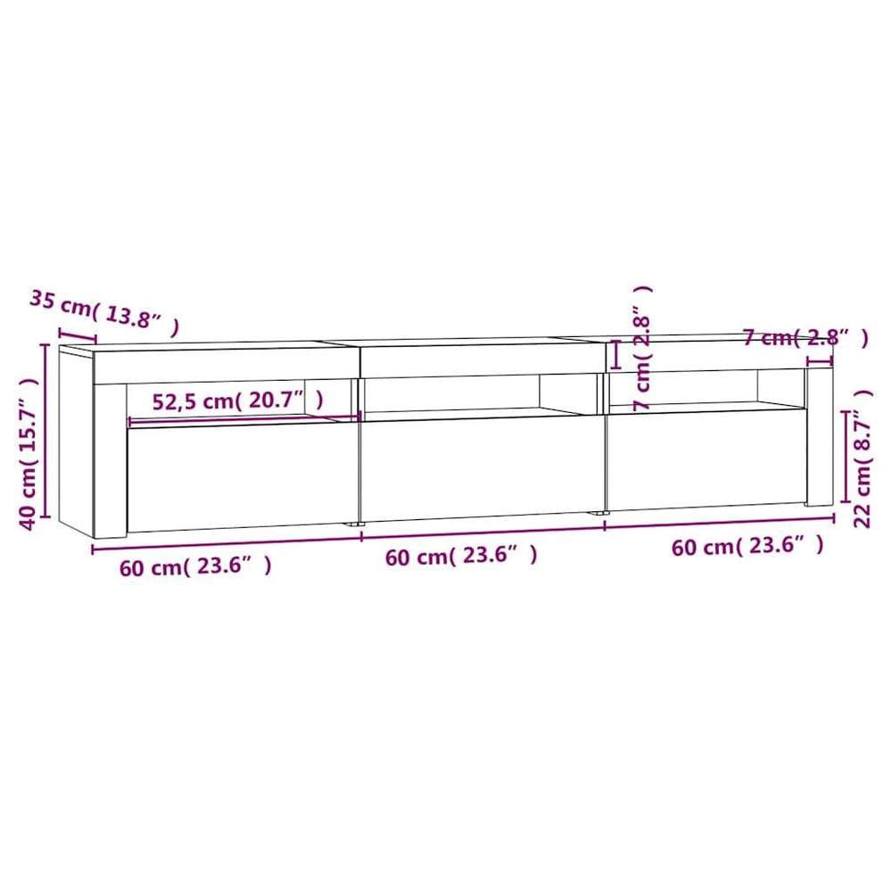 TV Cabinet With LED Lights White 180x35x40 Cm