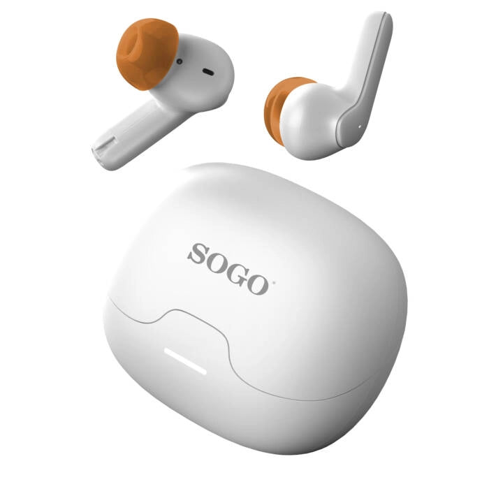 Auricolari wireless Bluetooth 5.3 con cancellazione rumore ANC, 4 microfoni, 6 ore autonomia, custodia ricarica 400mAh - SOGO