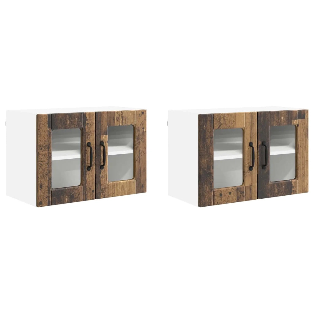 Mobile in vetro da parete PORTO 2 pcs Legno vecchio