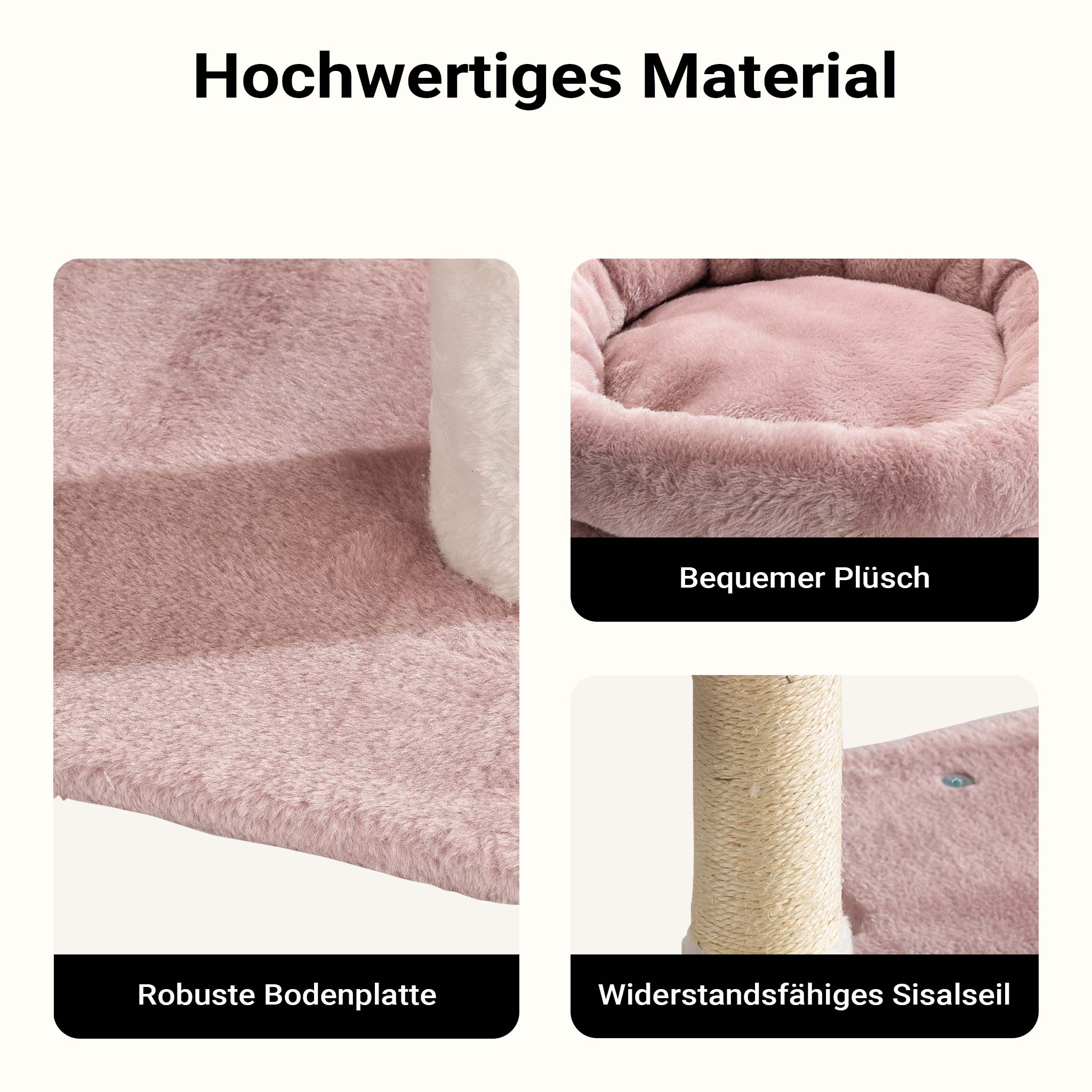 Fudajo Albero tiragraffi Ciliegia 162cm Rosa Con sisal, casetta per gatti e cucce