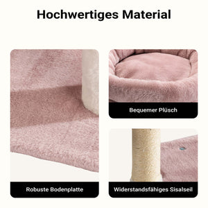 Fudajo Albero tiragraffi Ciliegia 162cm Rosa Con sisal, casetta per gatti e cucce