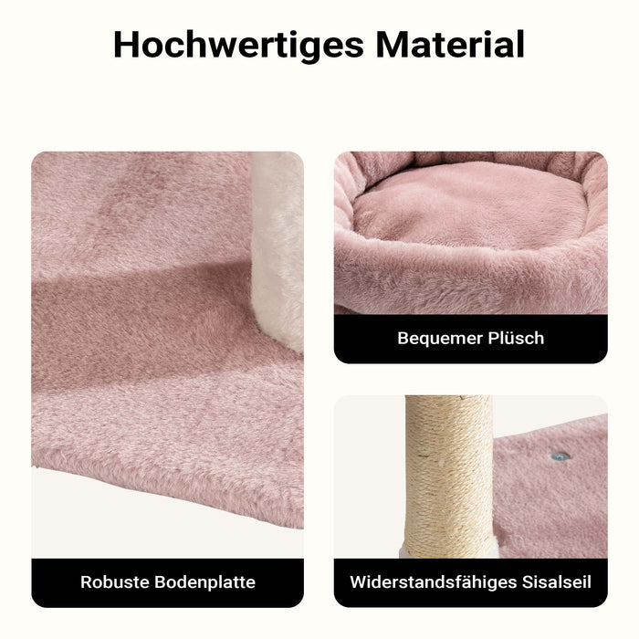 Fudajo Albero tiragraffi Ciliegia 162cm Rosa Con sisal, casetta per gatti e cucce