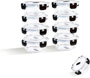 Set di contenitori in vetro 400ml con coperchio 8 pz, piccoli contenitori in vetro rotondi con coperchio, contenitori in vetro trasparente con coperchio per chef per conservare frutta e verdura in cucina, nero