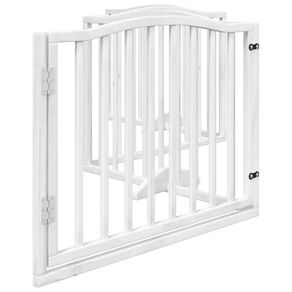 vidaXL Cancello Cani Porta Pieghevole Bianco 4 Pannelli 320 cm Pioppo