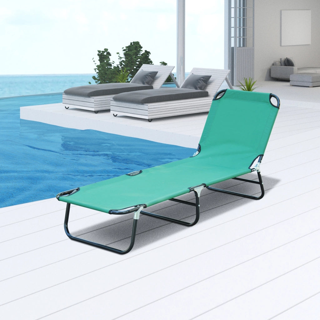 EasyComfort Sdraio da Giardino Pieghevole con Schienale Reclinabile su 4 Posizioni, 188x56x28cm, Verde