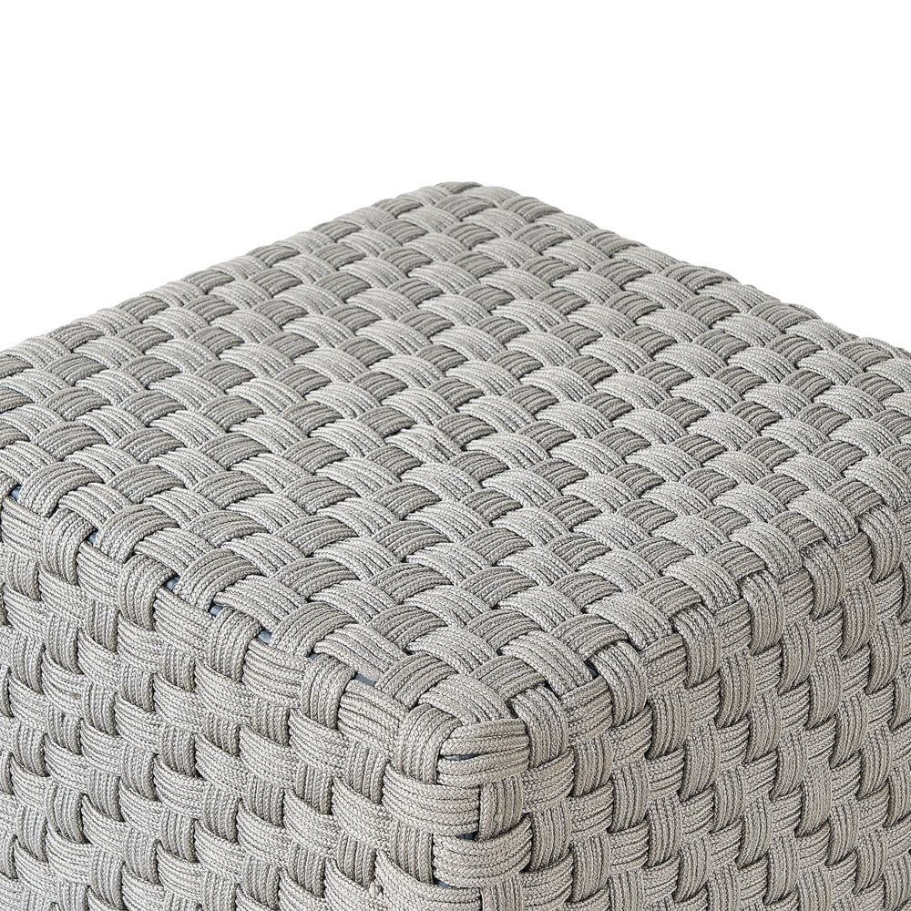 Pouf da giardino grigio in materiale sintetico 50 x 50 cm Pouf da esterno intrecciato a mano in stile boho