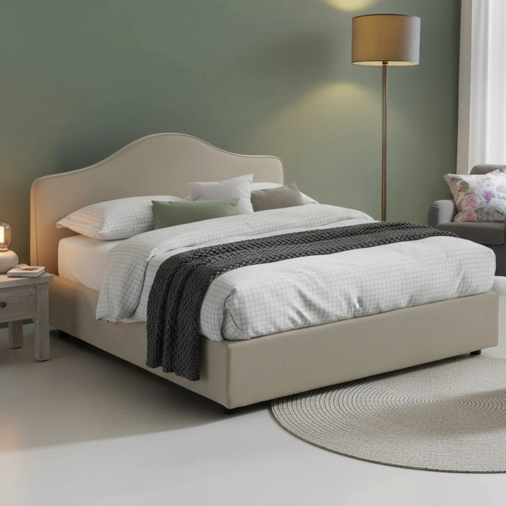 Letto Matrimoniale Alborella, Letto Matrimoniale Sfoderabile Made in Italy, Grigio