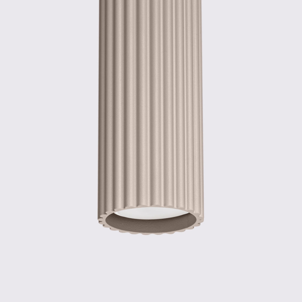 Lampada a sospensione tubo rigato taupe GU10 Pure Lume