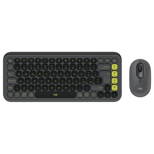 Logitech pop icon combo tastiera mouse incluso universale bluetooth qwerty indiano grafite, verde - 920 013115