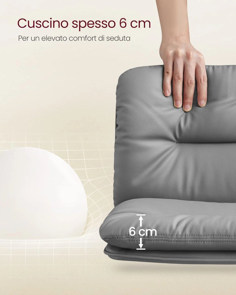 VASAGLE Set di 2 Sgabelli da Cucina, Sgabelli da Bar, Regolabili in Altezza con Rivestimento in PU, Girevole a 360°, Sedia da Bar con Schienale e Poggiapiedi, Grigio LJB094G01