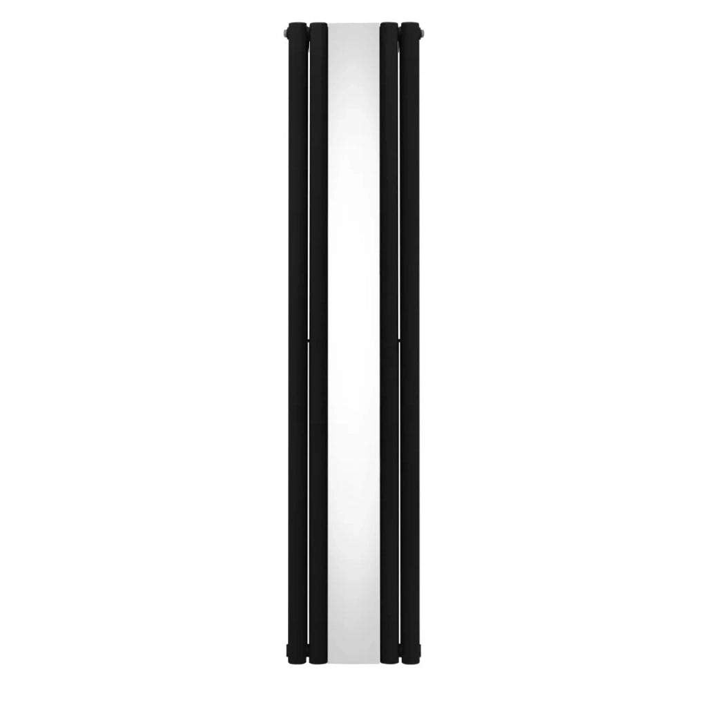 Radiatore Ovale a Specchio a Doppia Colonna Verticale Nero 1800mm x 380mm