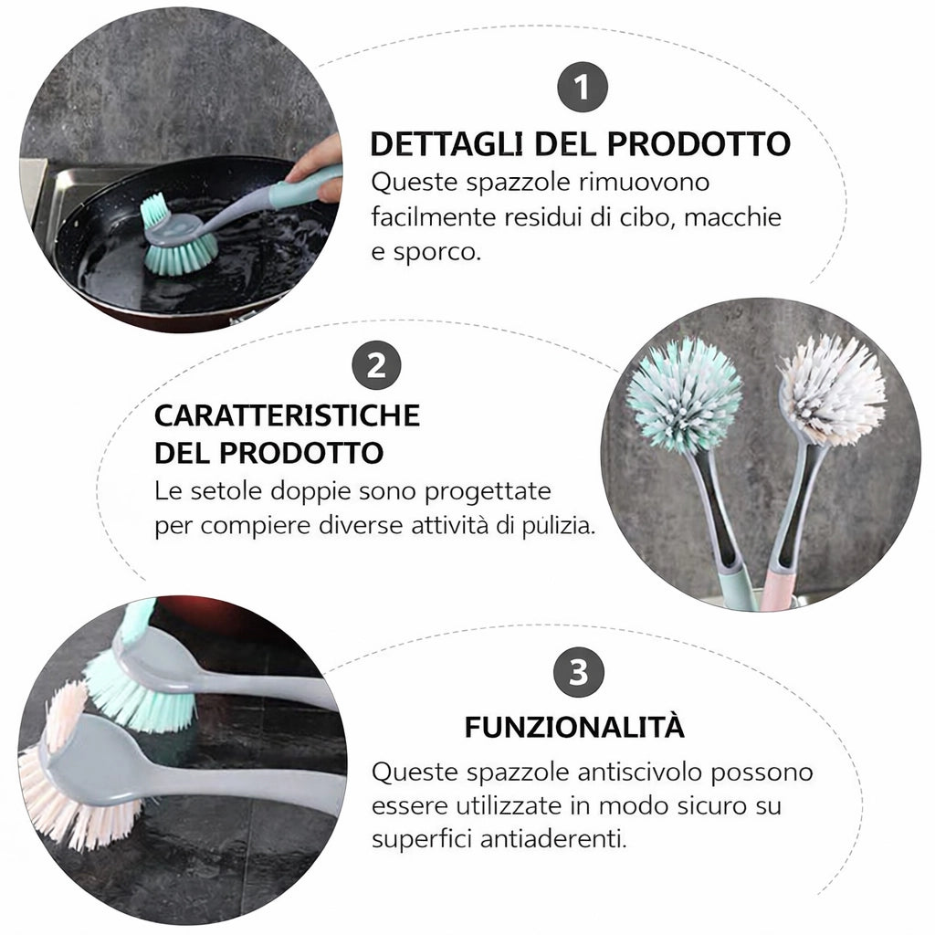 Spazzola Cucina Doppia Testa 2 Lati Lavapiatti Colore Casuale 73440