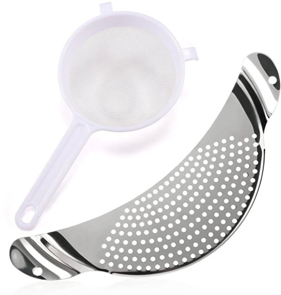 Pastazeef e Fijne Zeef, RVS Zeef da Pasta, Fino, Extra Plat Afdruiprek, Pratico Afdriparek per Pasta, 2-Pack, MTGLQ-2