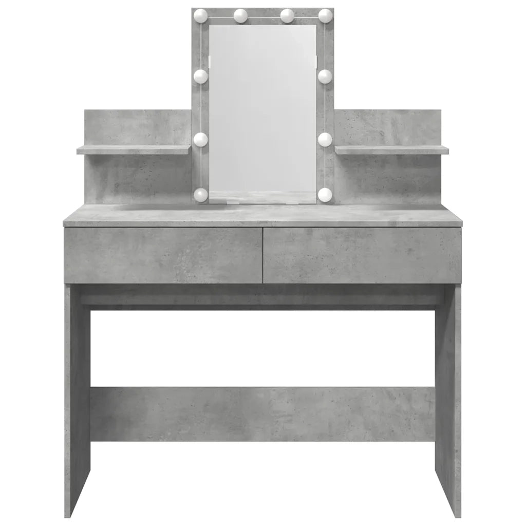 Toeletta | Tavolo da Trucco con LED Grigio Cemento 100x40x130 cm