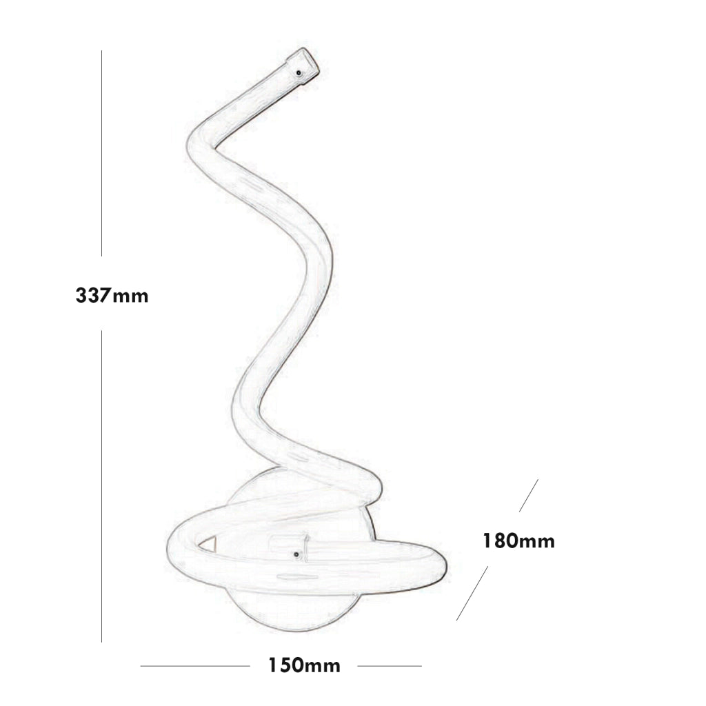 Applique LED moderno lampada da parete curva spirale 12W luce camera letto 230V LUCE 6500K