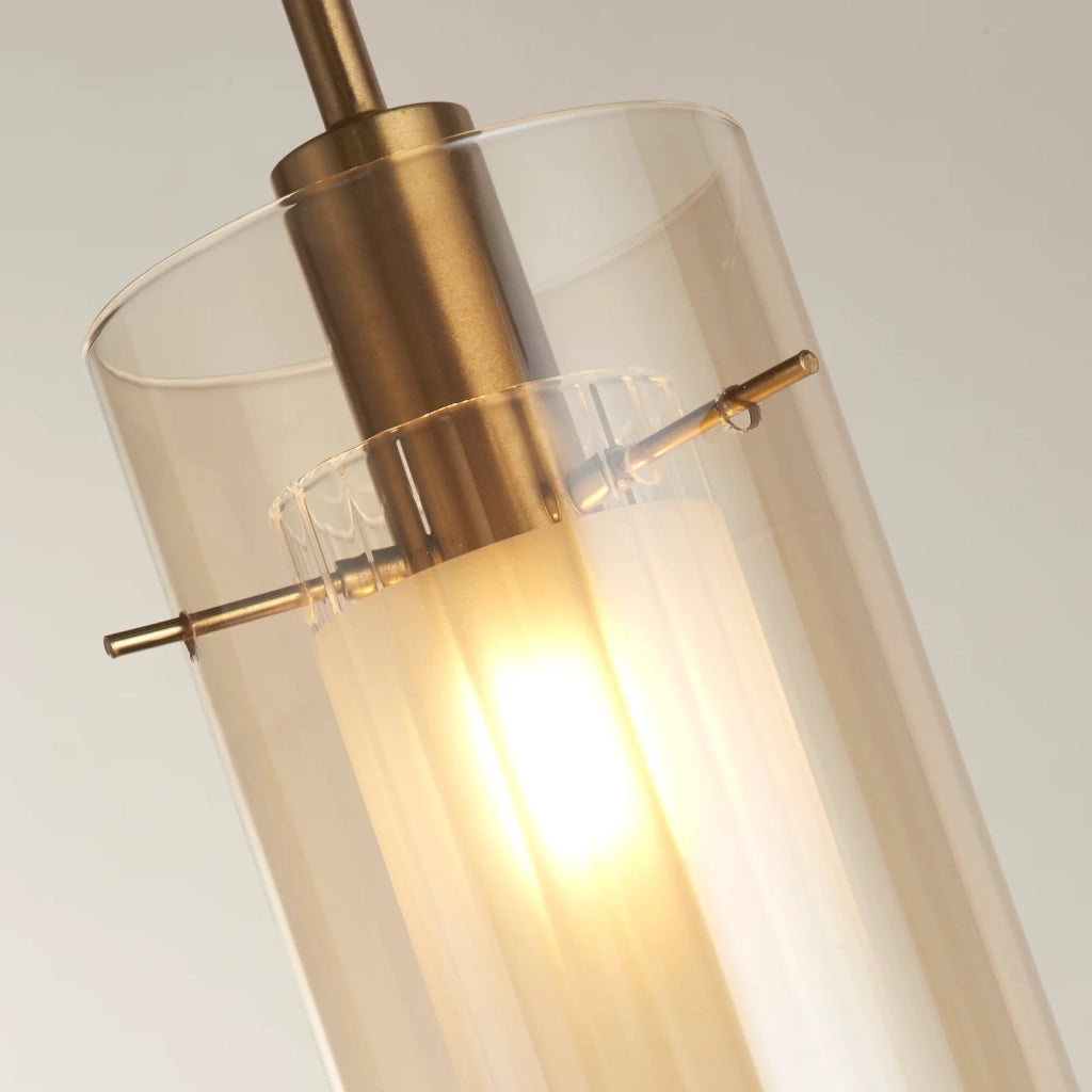 Sospensione Contemporanea Duetto 3 Acciaio Ottone Vetro 1 Luce E14