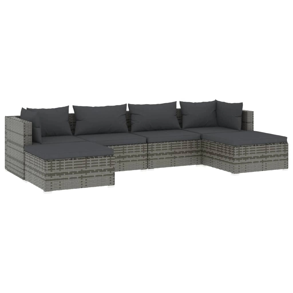 Mobili da giardino mobili da esterno Set di mobili da 6 pezzi con cuscini in resina intrecciata grigia 02_0016867