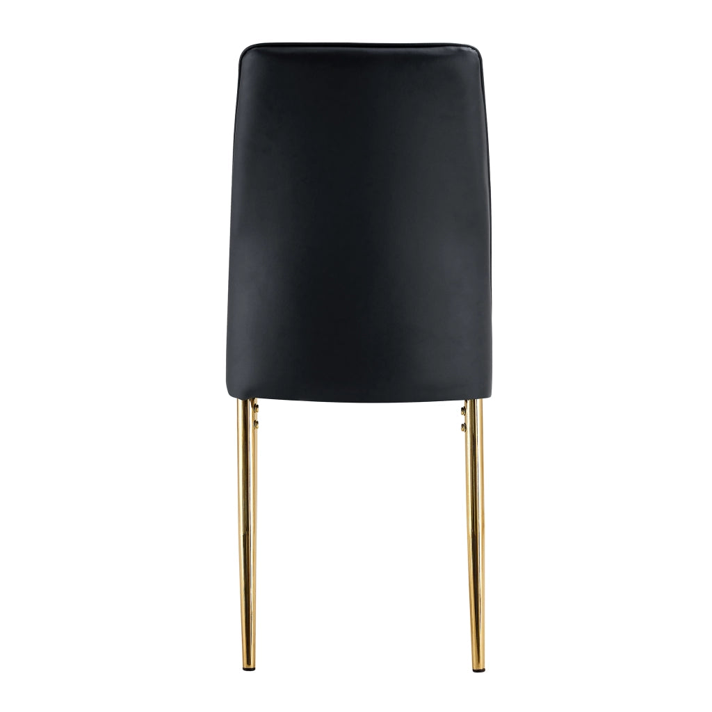 Sedie da Pranzo Set 4 Pezzi ¨C MINIMAL ¨C Nero, Gambe in Metallo Dorato, Similpelle
