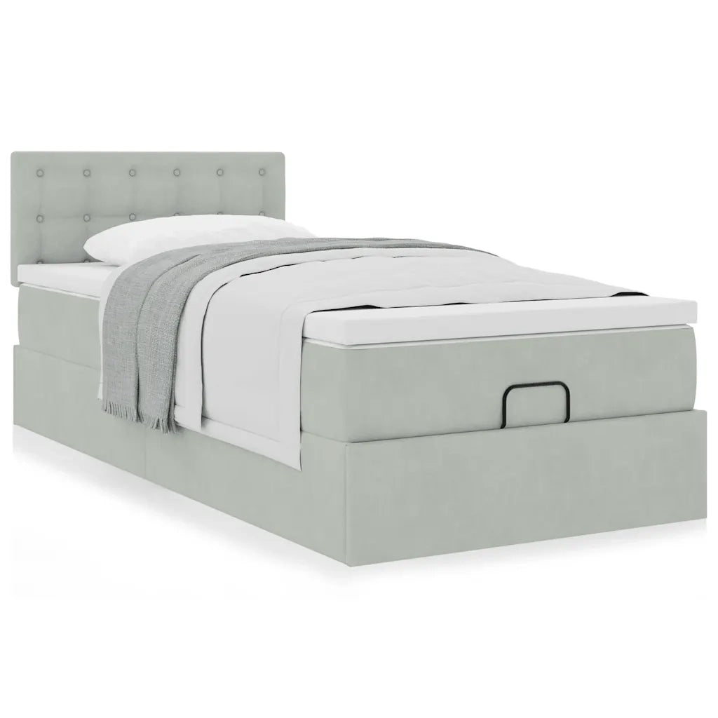 Struttura Letto Pouf con Materasso 100x200 cm Velluto 3311897