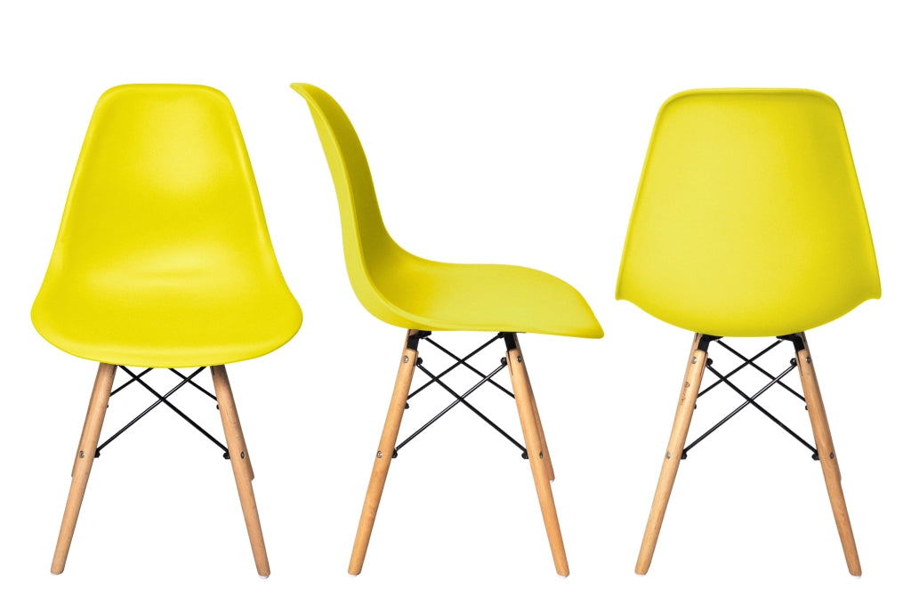 Sedia in plastica gialla con gamba, piede in legno (2 pz) - SD16NOPL