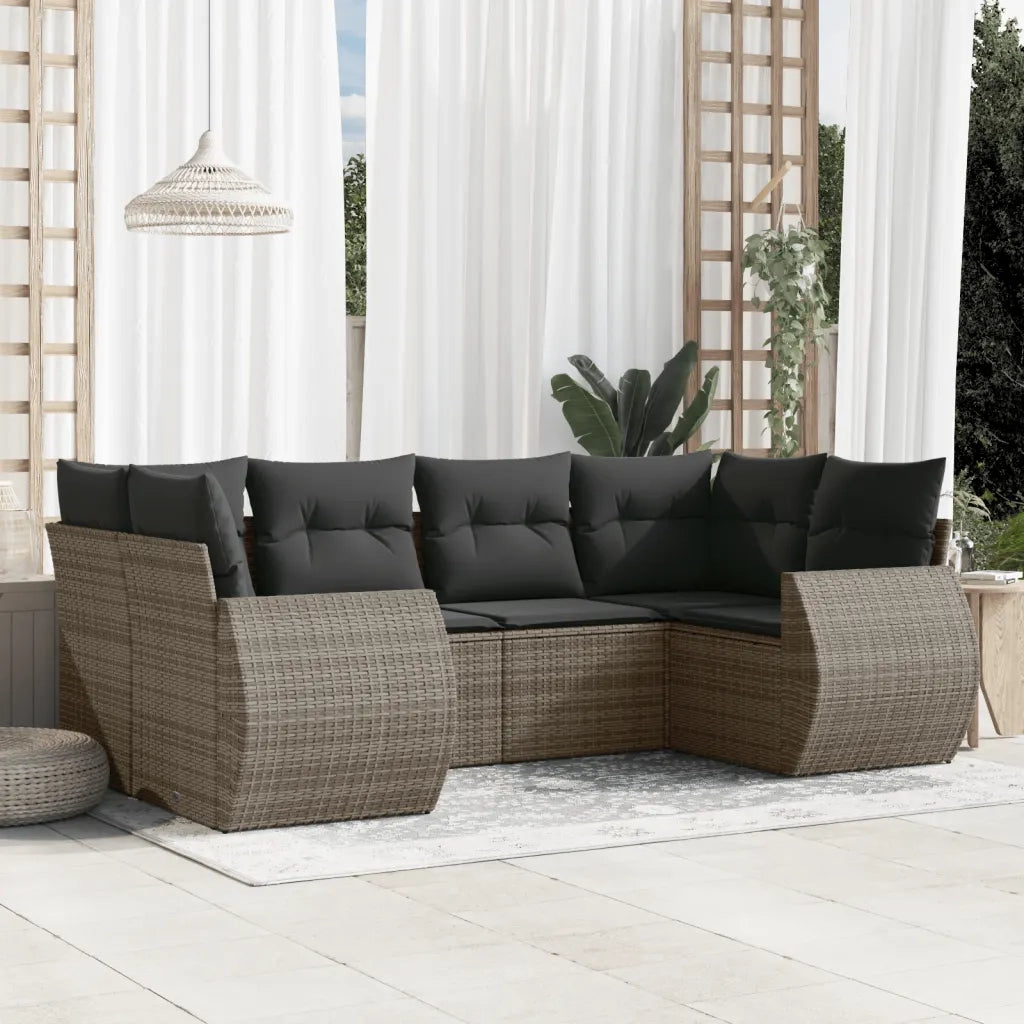 Set Divano da Giardino 6 pz con Cuscini Grigio in Polyrattancod mxl 88479