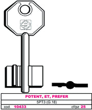 Silca CHIAVE A DOPPIA MAPPA 5PT3 (G. VAS 5) POTENT, ET, PREFER 5.00 pz