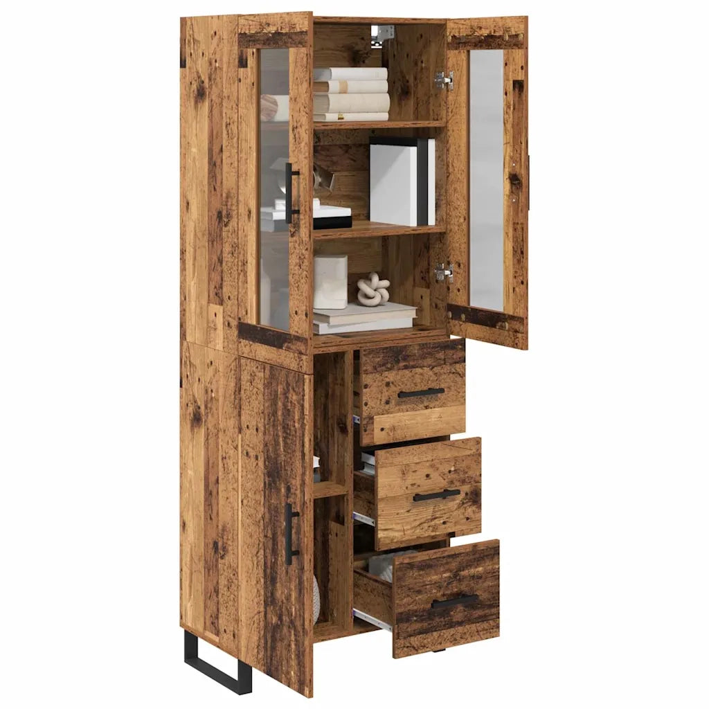 Credenza 2 pz | Madia | Buffet da pranzo | Armadio da pranzo Legno vecchio Legno Stratificato e Vetro