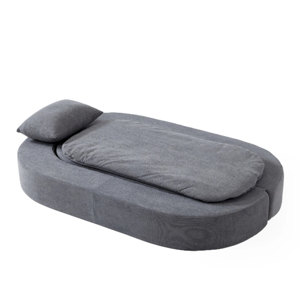 Divano letto 3 in 1 pieghevole con coperta e rivestimento sfoderabile in flanella - grigio chiaro
