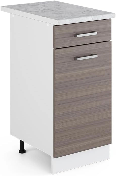 Base universale R-Line, Nero lucido, 40 cm con cassetto, senza piano di lavoro, adatto per essere riposto in modo salvaspazio nelle cucine componibili