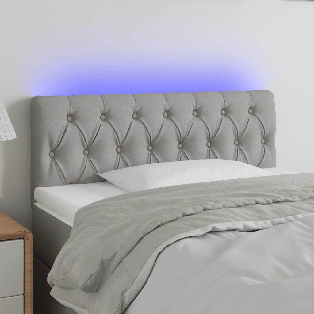 Testiera a LED-Testata con LED Grigio Chiaro 90x7x78/88 cm in Tessuto