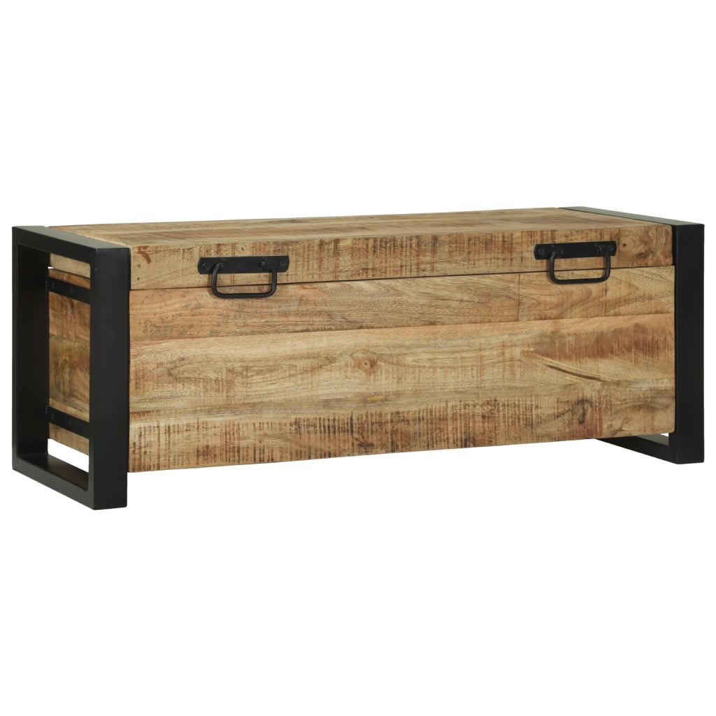 Baule di Stoccaggio 80x30x30cm in Legno di Mango e Metallo