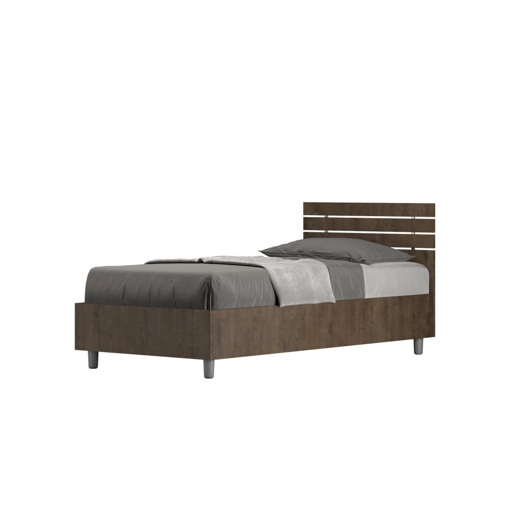 Letto singolo contenitore 80x190 testata dritta con doghe quercia Ankel