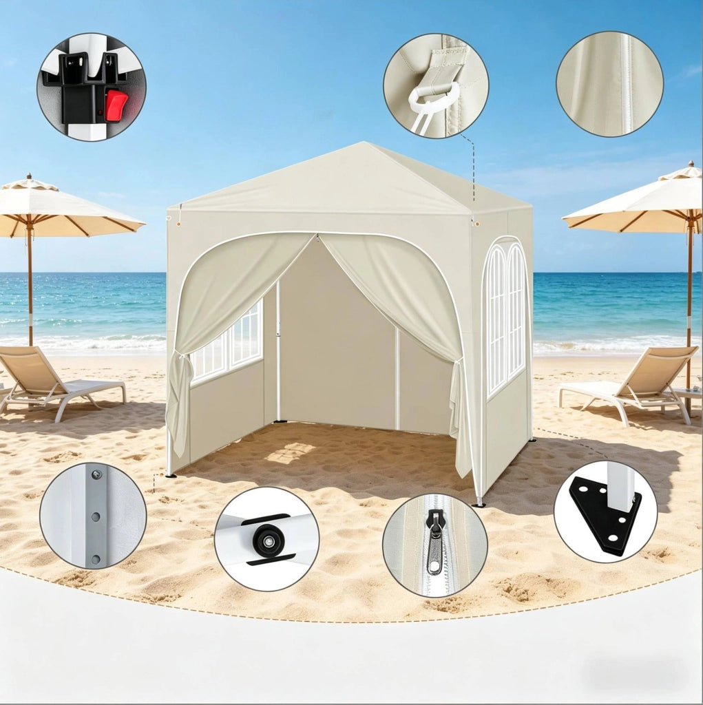 Gazebo pieghevole 2x2 m con pareti laterali e struttura in metallo