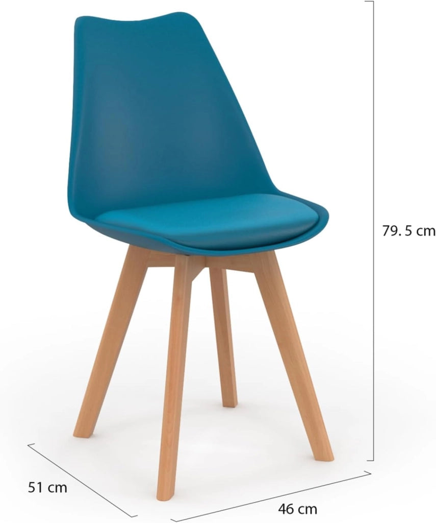 Set di 4 sedie da pranzo scandinave SARA blu anatra