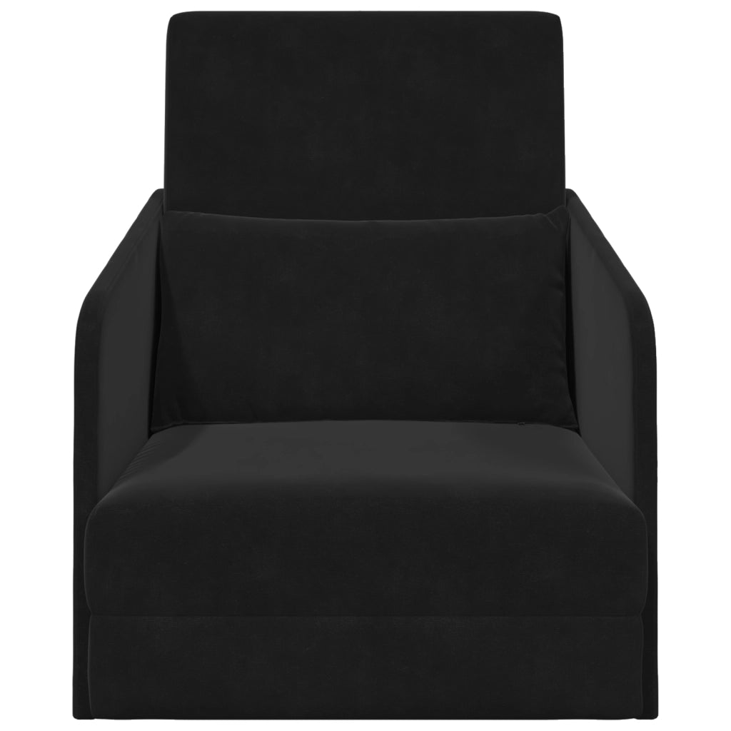 Divano Letto a Terra 2-in-1 Nero 65x80x83 cm in Velluto