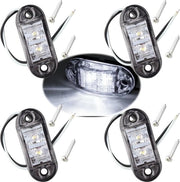Lampi di segnalazione LED ovoidali IP65 12 V/24 V per rimorchio camion, furgone, caravan, auto, autobus, barche bianchi - 4 pezzi