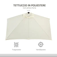 Ombrellone da Parete Mezzaluna Salvaspazio con Apertura a Manovella, Beige