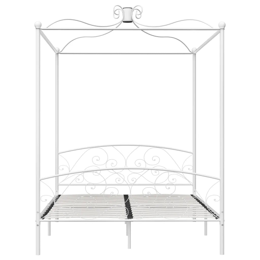 Letto a Baldacchino Bianco in Metallo 160x200 cm 284472