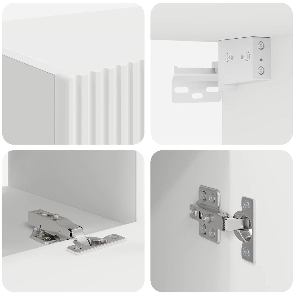 Set mobile TV Montaggio a parete 4 pcs Bianco Legno multistrato