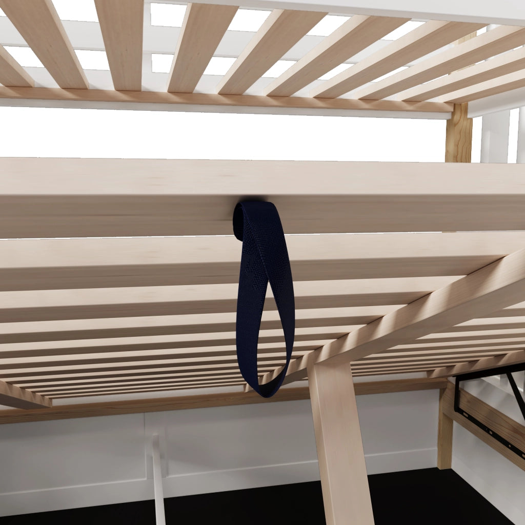 LETTO a castello 90x200 cm+140x200 cm in pino e MDF bianco/naturale
