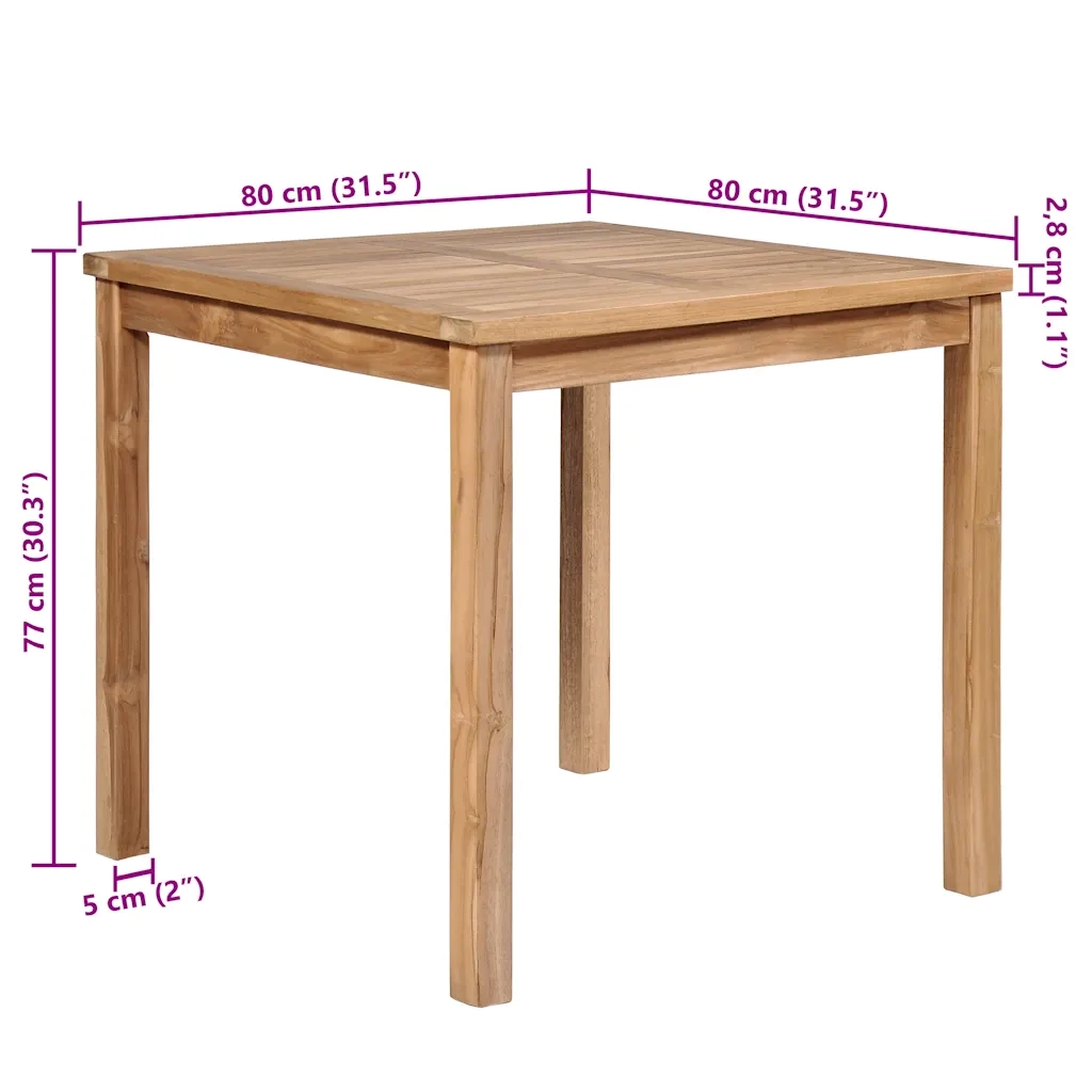 Tavolo da Giardino 80x80x77 cm in Legno Massello di Teak cod mxl 49695