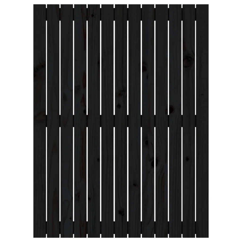 Testiera da Parete Nera 82,5x3x110 cm in Legno Massello di Pino