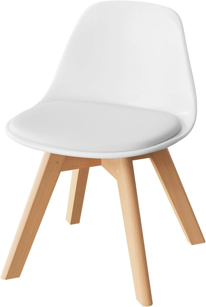 Sedia Bambini Sediolina da Tavolo Piccola Poltroncina Bimbi per Cameretta Plastica e PU Bianco